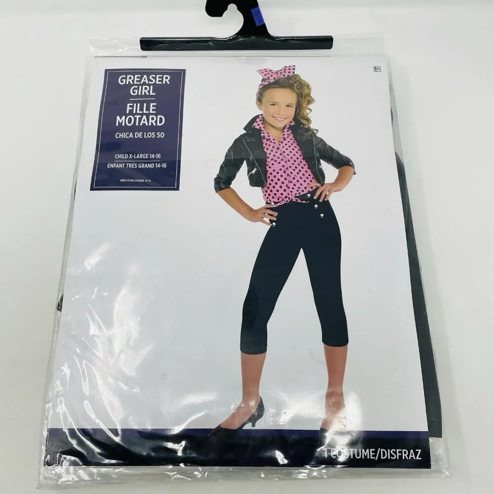 Greaser Girl Retro 50's Sock Hop Sandy Dress Up Youth Halloween Costume XL 14/16 - Picture 2 of 7